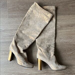 Made in Italy William Massimi Elegant Tan Gold Knee-High Women's Boots